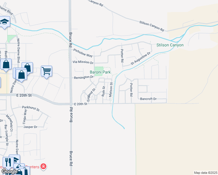 map of restaurants, bars, coffee shops, grocery stores, and more near 1726 Lawler Street in Chico