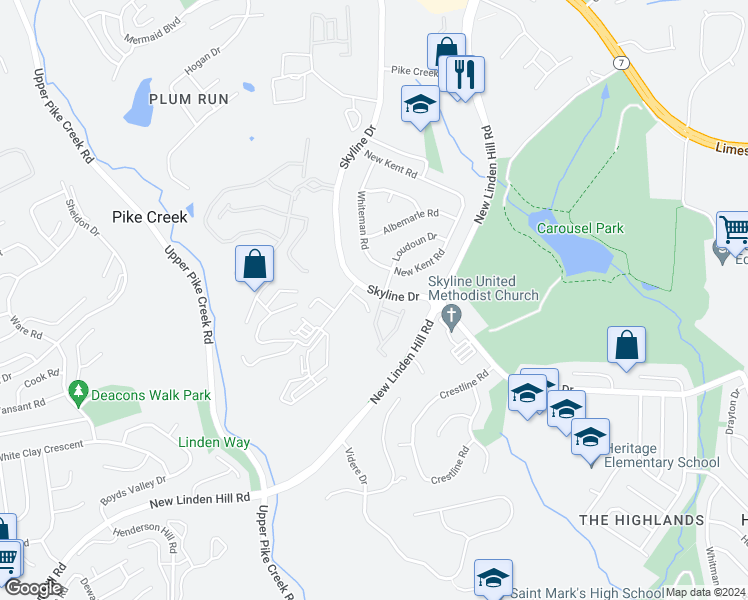 map of restaurants, bars, coffee shops, grocery stores, and more near 5425 Jenmatt Drive in Wilmington