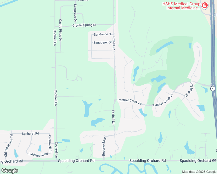 map of restaurants, bars, coffee shops, grocery stores, and more near 4783-4999 Foxhall Lane in Springfield