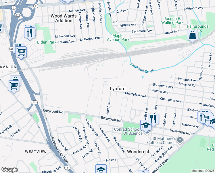 map of restaurants, bars, coffee shops, grocery stores, and more near 50 Dodson Avenue in Wilmington