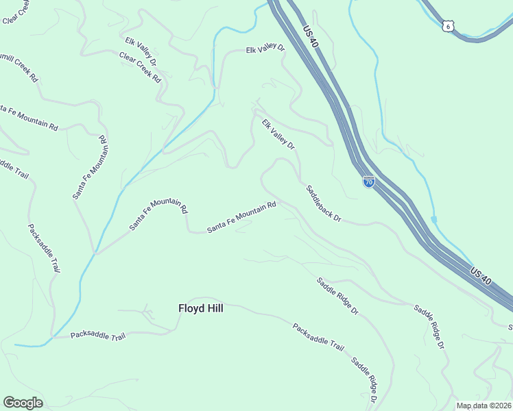 map of restaurants, bars, coffee shops, grocery stores, and more near 1375 Saddleback Drive in Evergreen