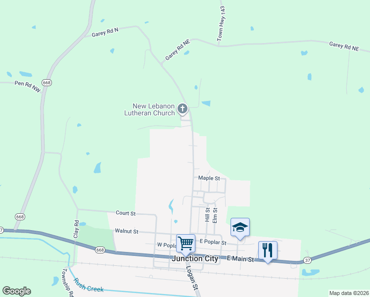 map of restaurants, bars, coffee shops, grocery stores, and more near 549 Logan Street in Junction City