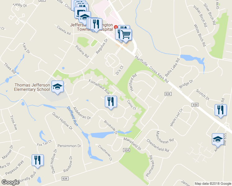 map of restaurants, bars, coffee shops, grocery stores, and more near 9 Mira Lane in Washington Township