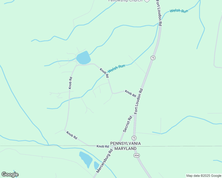 map of restaurants, bars, coffee shops, grocery stores, and more near 10320 Knob Road in Mercersburg