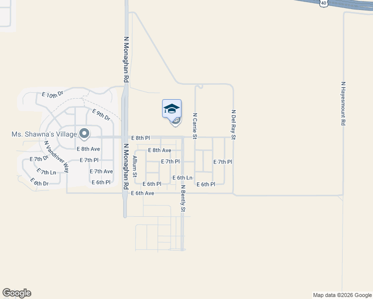 map of restaurants, bars, coffee shops, grocery stores, and more near Monaghan Road in Aurora