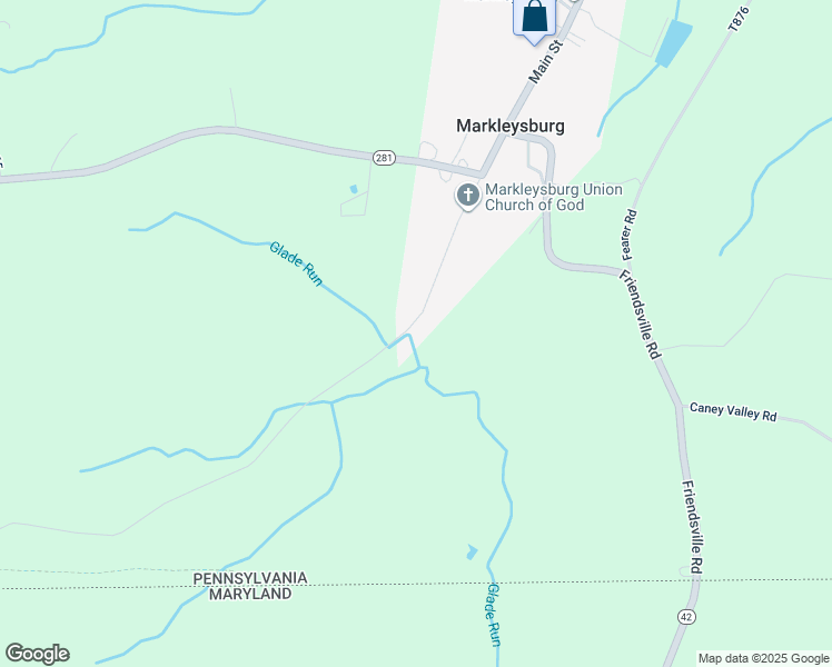 map of restaurants, bars, coffee shops, grocery stores, and more near 166 Brown Hill Road in Markleysburg