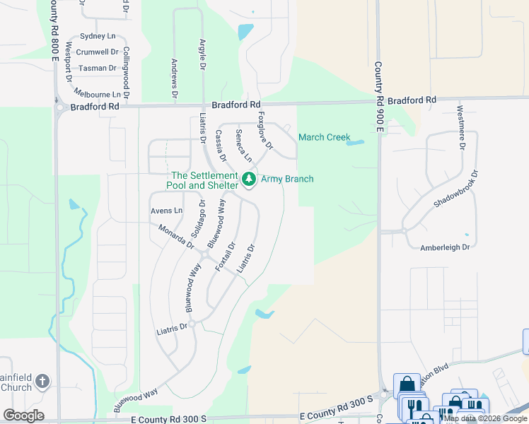 map of restaurants, bars, coffee shops, grocery stores, and more near 2337 Liatris Drive in Plainfield