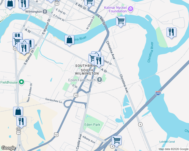 map of restaurants, bars, coffee shops, grocery stores, and more near in Pennsville