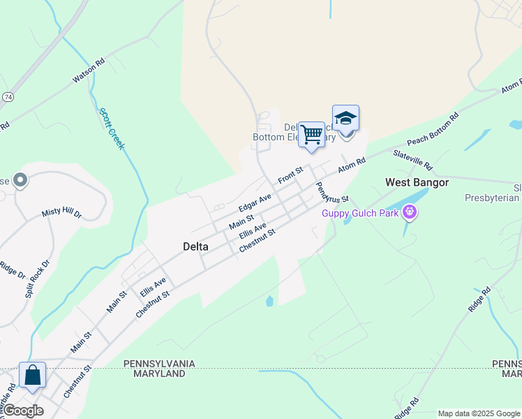 map of restaurants, bars, coffee shops, grocery stores, and more near 813 Main Street in Delta