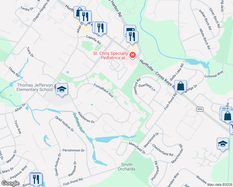 map of restaurants, bars, coffee shops, grocery stores, and more near 46 Ptolemy Court in Washington Township