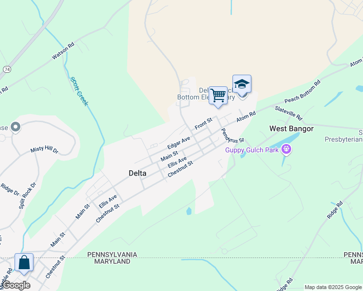 map of restaurants, bars, coffee shops, grocery stores, and more near 813 Main Street in Delta