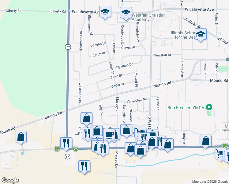 map of restaurants, bars, coffee shops, grocery stores, and more near 1900 Mound Road in Jacksonville