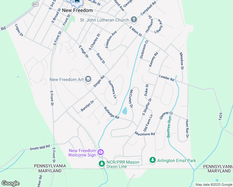 map of restaurants, bars, coffee shops, grocery stores, and more near 37 Stone Ridge Drive in New Freedom