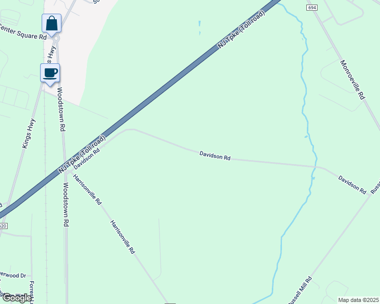 map of restaurants, bars, coffee shops, grocery stores, and more near 137 Davidson Road in Woolwich Township