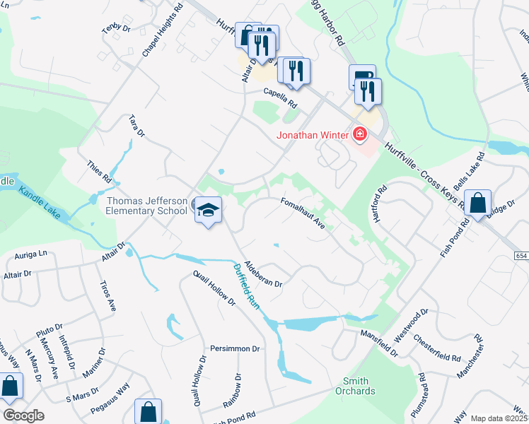 map of restaurants, bars, coffee shops, grocery stores, and more near 17 Fomalhaut Court in Washington Township