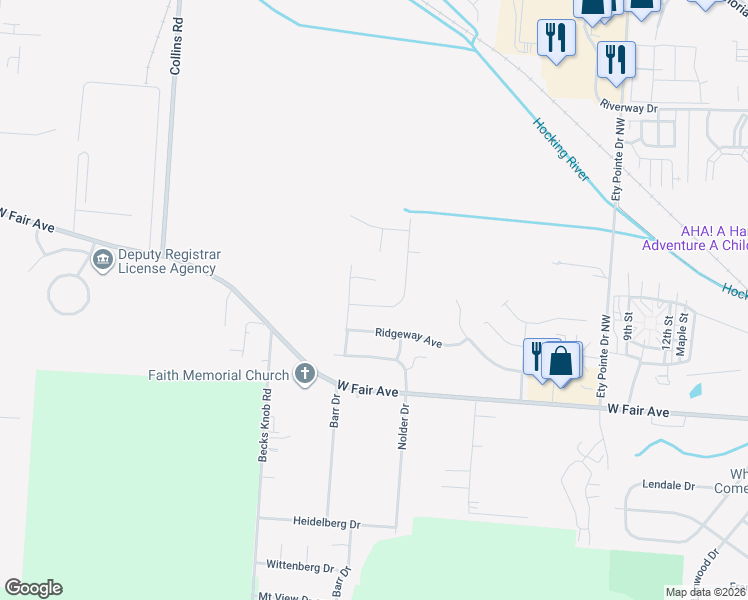 map of restaurants, bars, coffee shops, grocery stores, and more near 2553 Brook Run Drive in Lancaster