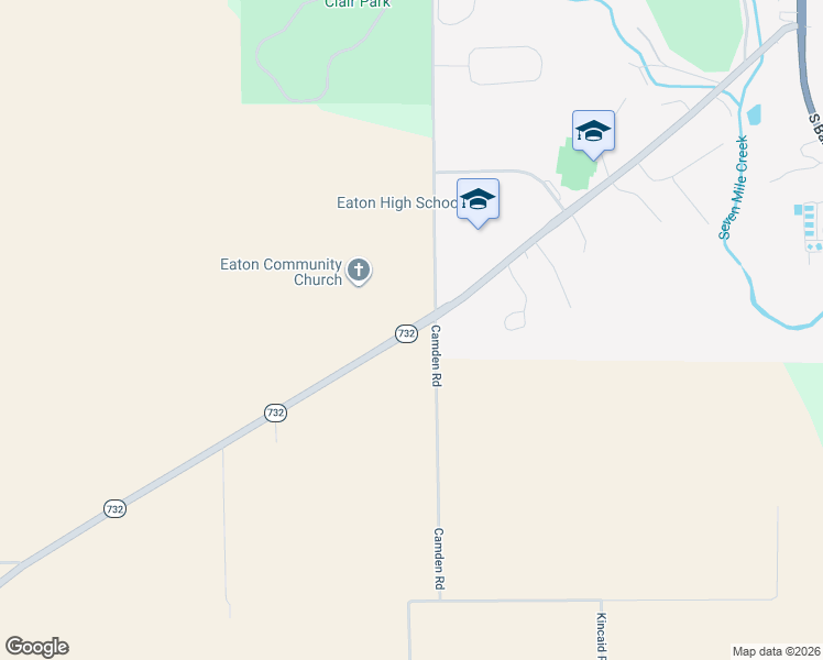 map of restaurants, bars, coffee shops, grocery stores, and more near 1136 Ohio 732 in Eaton