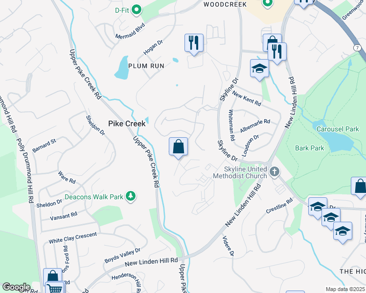 map of restaurants, bars, coffee shops, grocery stores, and more near 3231 Champions Drive in Wilmington