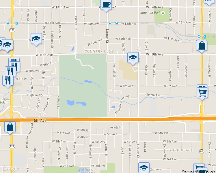 map of restaurants, bars, coffee shops, grocery stores, and more near 779 Kendall Court in Lakewood