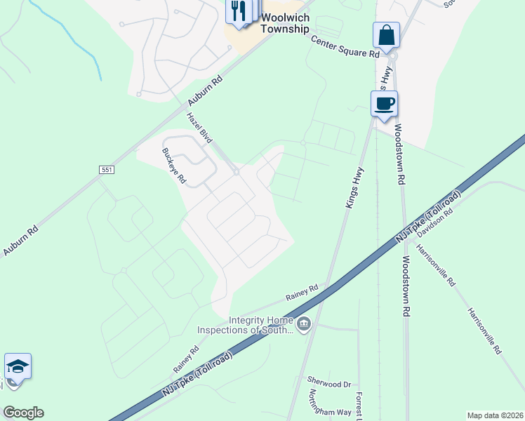 map of restaurants, bars, coffee shops, grocery stores, and more near 18 Bayberry Way in Swedesboro