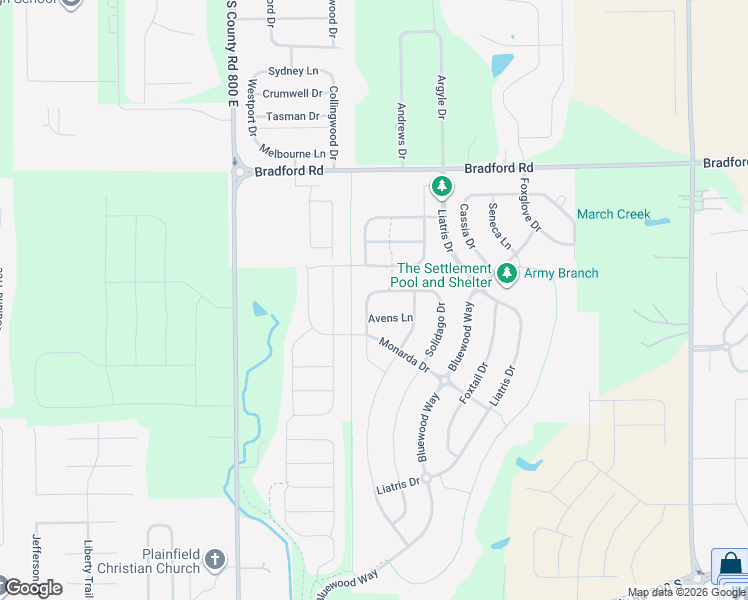 map of restaurants, bars, coffee shops, grocery stores, and more near 2291 Verbena Drive in Plainfield