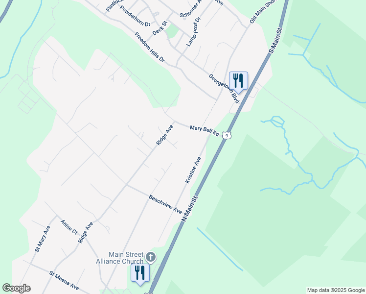 map of restaurants, bars, coffee shops, grocery stores, and more near 1317 Ridge Avenue in Stafford Township