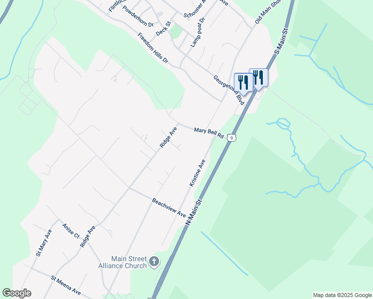map of restaurants, bars, coffee shops, grocery stores, and more near 1317 Ridge Avenue in Stafford Township