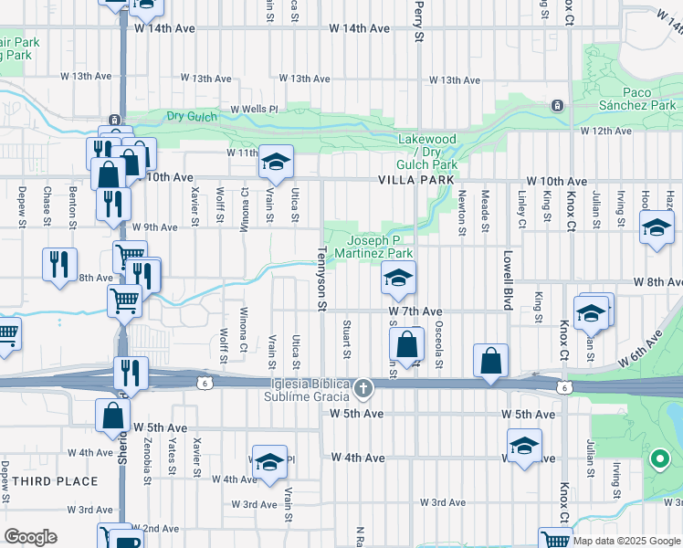 map of restaurants, bars, coffee shops, grocery stores, and more near 736 Tennyson Street in Denver