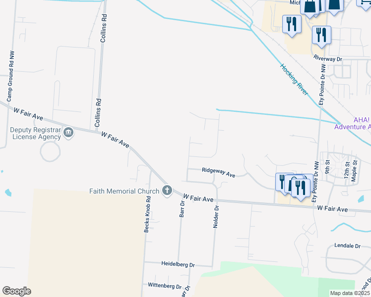 map of restaurants, bars, coffee shops, grocery stores, and more near 1077 Sun Ridge Street in Lancaster