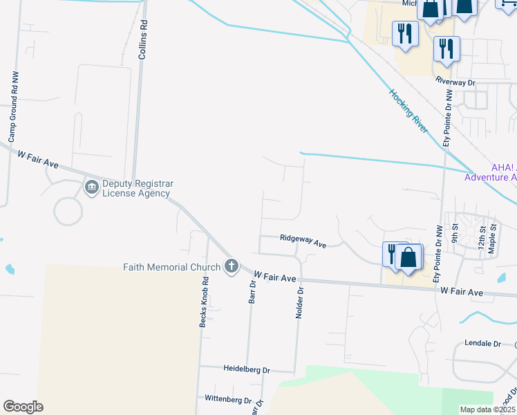 map of restaurants, bars, coffee shops, grocery stores, and more near 1077 Sun Ridge Street in Lancaster