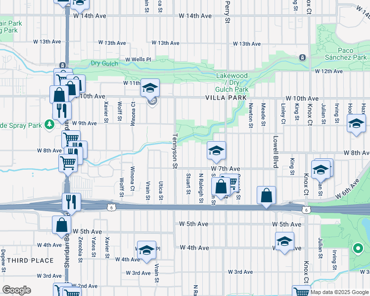 map of restaurants, bars, coffee shops, grocery stores, and more near 736 Tennyson Street in Denver