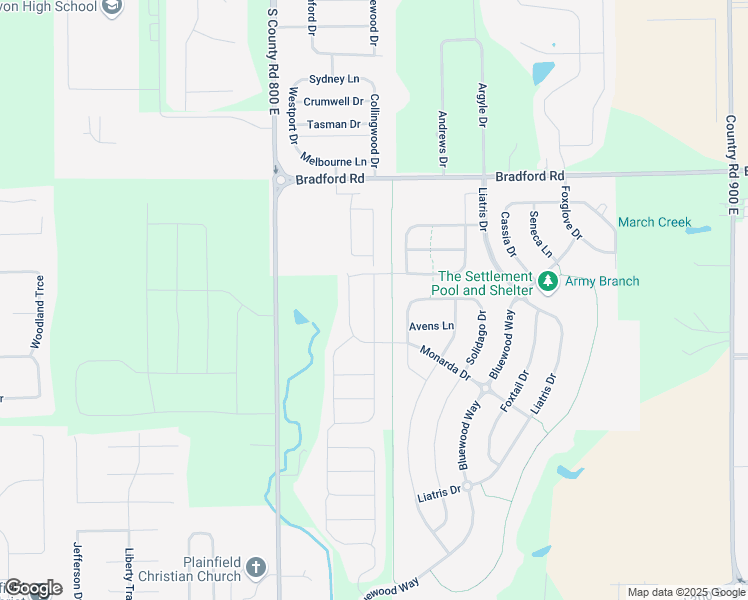 map of restaurants, bars, coffee shops, grocery stores, and more near 2279 Boneset Drive in Plainfield