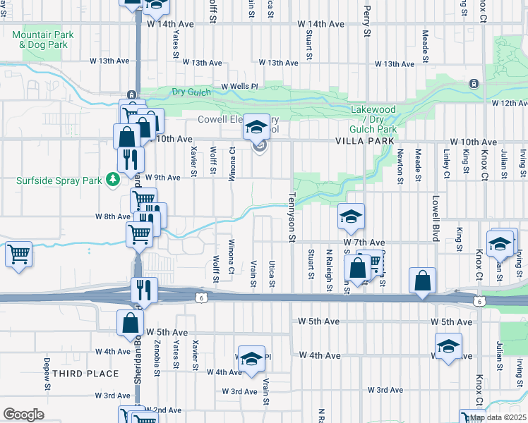 map of restaurants, bars, coffee shops, grocery stores, and more near 742 Utica Street in Denver