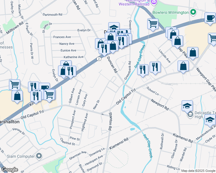 map of restaurants, bars, coffee shops, grocery stores, and more near 2010 Franklin Avenue in Wilmington