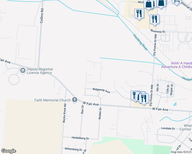 map of restaurants, bars, coffee shops, grocery stores, and more near 2563 Sun Ridge Court in Lancaster