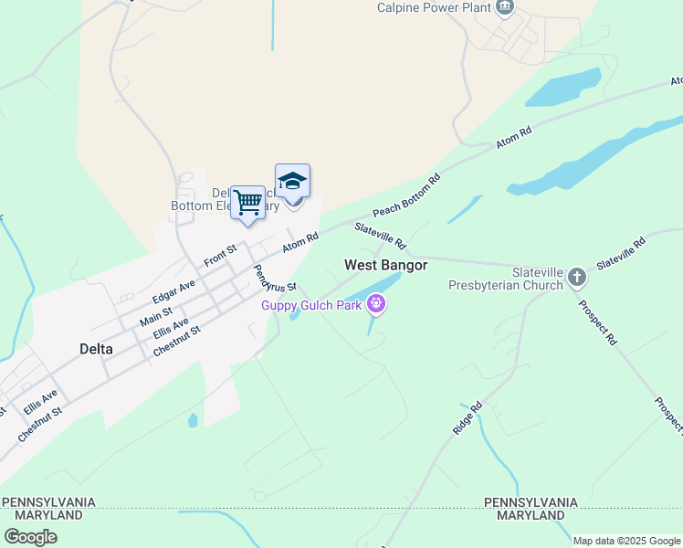 map of restaurants, bars, coffee shops, grocery stores, and more near 78 Quarry Road in Delta