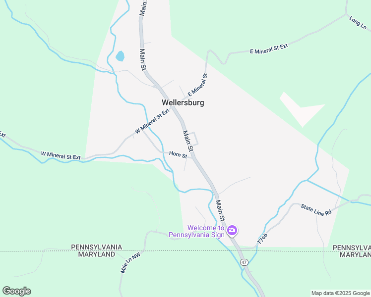 map of restaurants, bars, coffee shops, grocery stores, and more near 14917 Main Street in Wellersburg