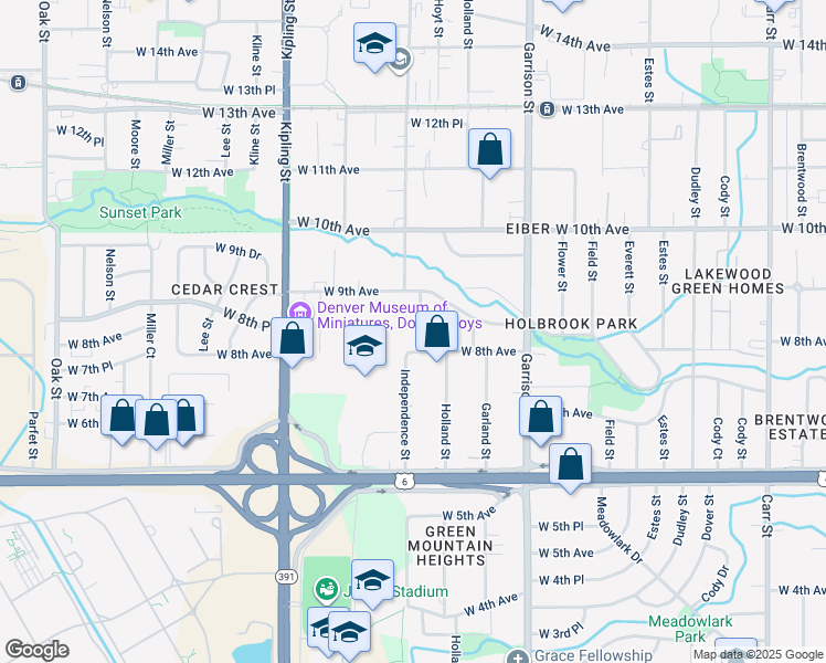 map of restaurants, bars, coffee shops, grocery stores, and more near 865 Hoyt Street in Lakewood