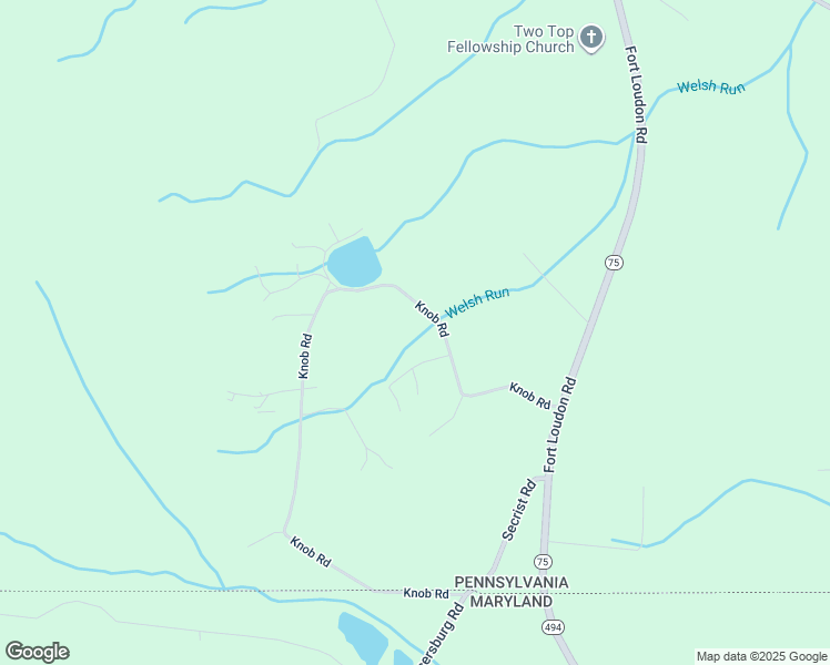map of restaurants, bars, coffee shops, grocery stores, and more near 10320 Knob Road in Mercersburg