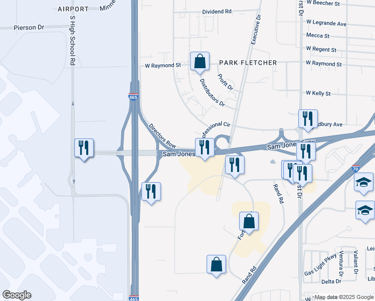 map of restaurants, bars, coffee shops, grocery stores, and more near in Indianapolis