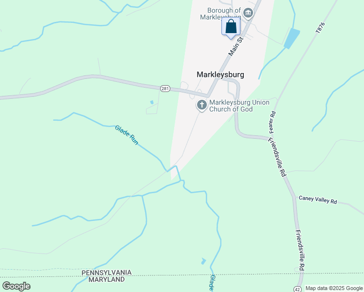 map of restaurants, bars, coffee shops, grocery stores, and more near 163 Brown Hill Road in Markleysburg