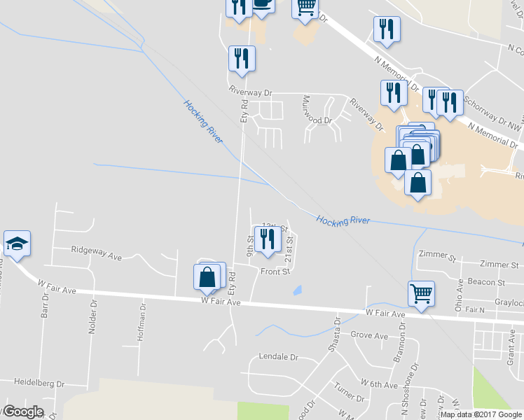 map of restaurants, bars, coffee shops, grocery stores, and more near 320 15th Street in Lancaster