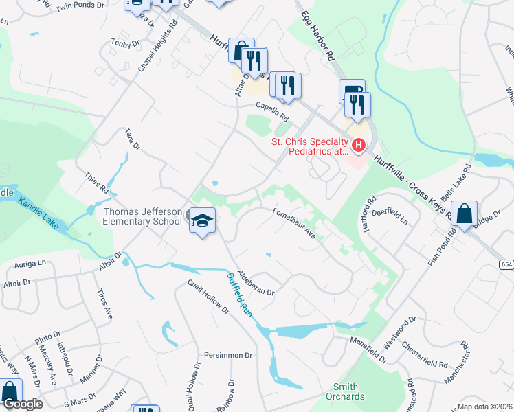 map of restaurants, bars, coffee shops, grocery stores, and more near 33 Regulus Drive in Washington Township