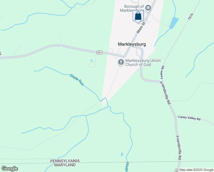 map of restaurants, bars, coffee shops, grocery stores, and more near 163 Brown Hill Road in Markleysburg