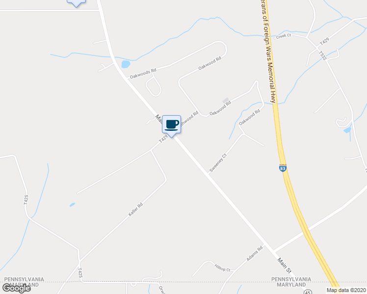 map of restaurants, bars, coffee shops, grocery stores, and more near 17361 Main Street in New Freedom