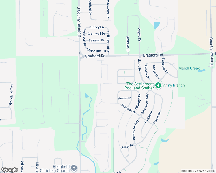 map of restaurants, bars, coffee shops, grocery stores, and more near 2242 Boneset Drive in Plainfield