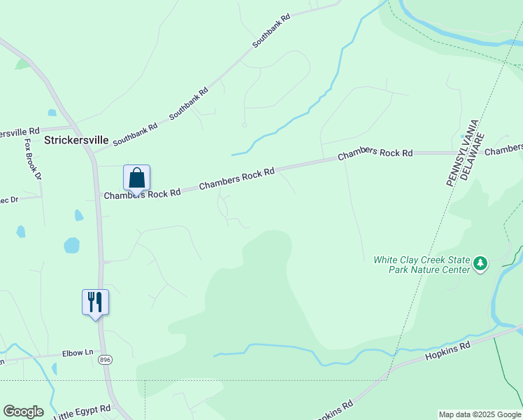 map of restaurants, bars, coffee shops, grocery stores, and more near 632 Chambers Rock Road in Landenberg