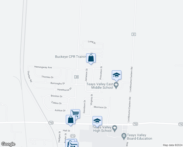 map of restaurants, bars, coffee shops, grocery stores, and more near 595 Virginia Street in Ashville