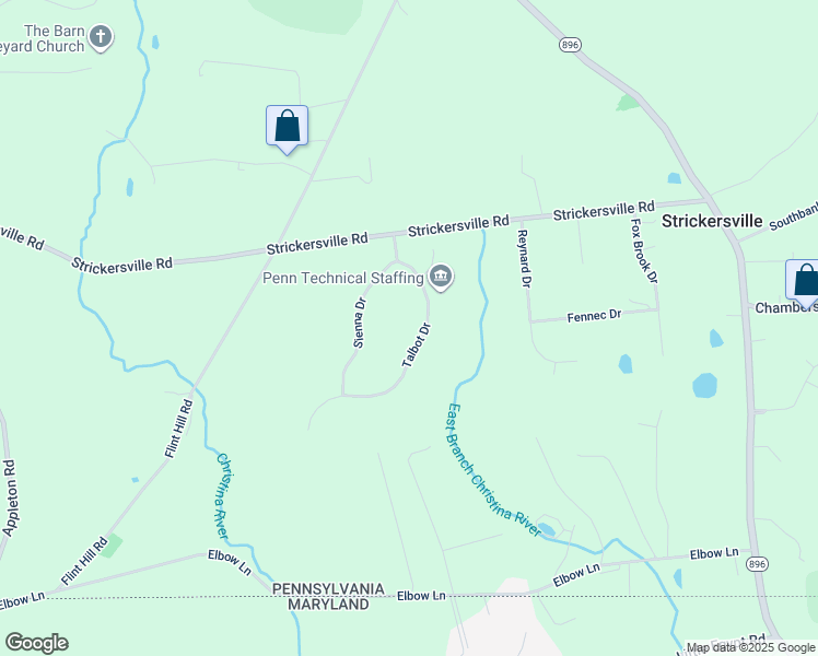 map of restaurants, bars, coffee shops, grocery stores, and more near 122 Talbot Drive in Landenberg