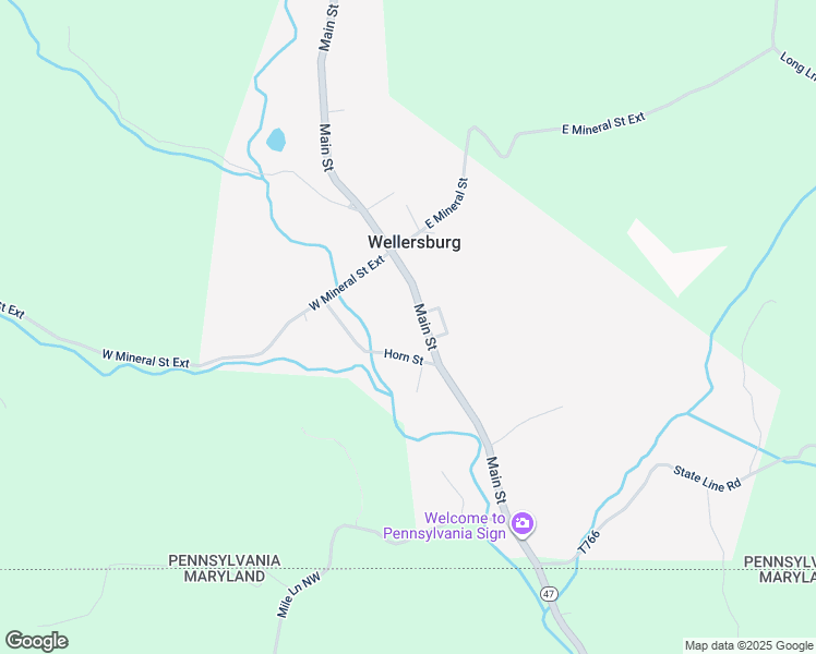 map of restaurants, bars, coffee shops, grocery stores, and more near 14917 Main Street in Wellersburg